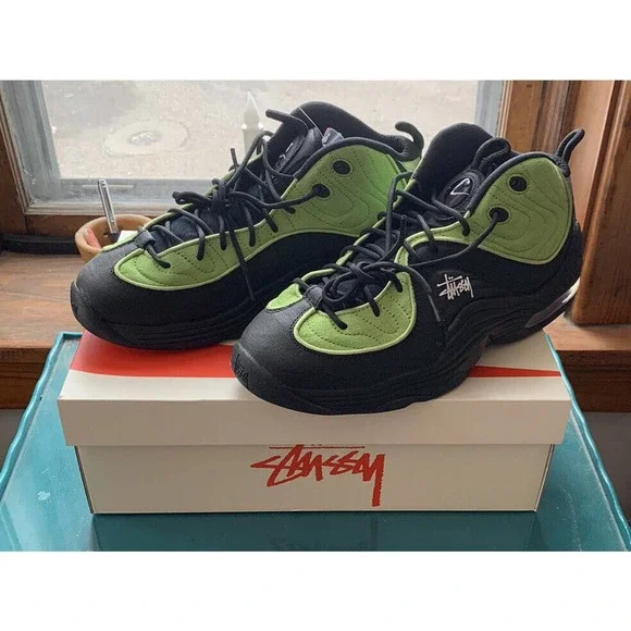 Stussy × Nike Air Penny 2 \"Black/Green\" Stussy x Nike Air Penny 2 (Vivid Green/ Black/ White Red